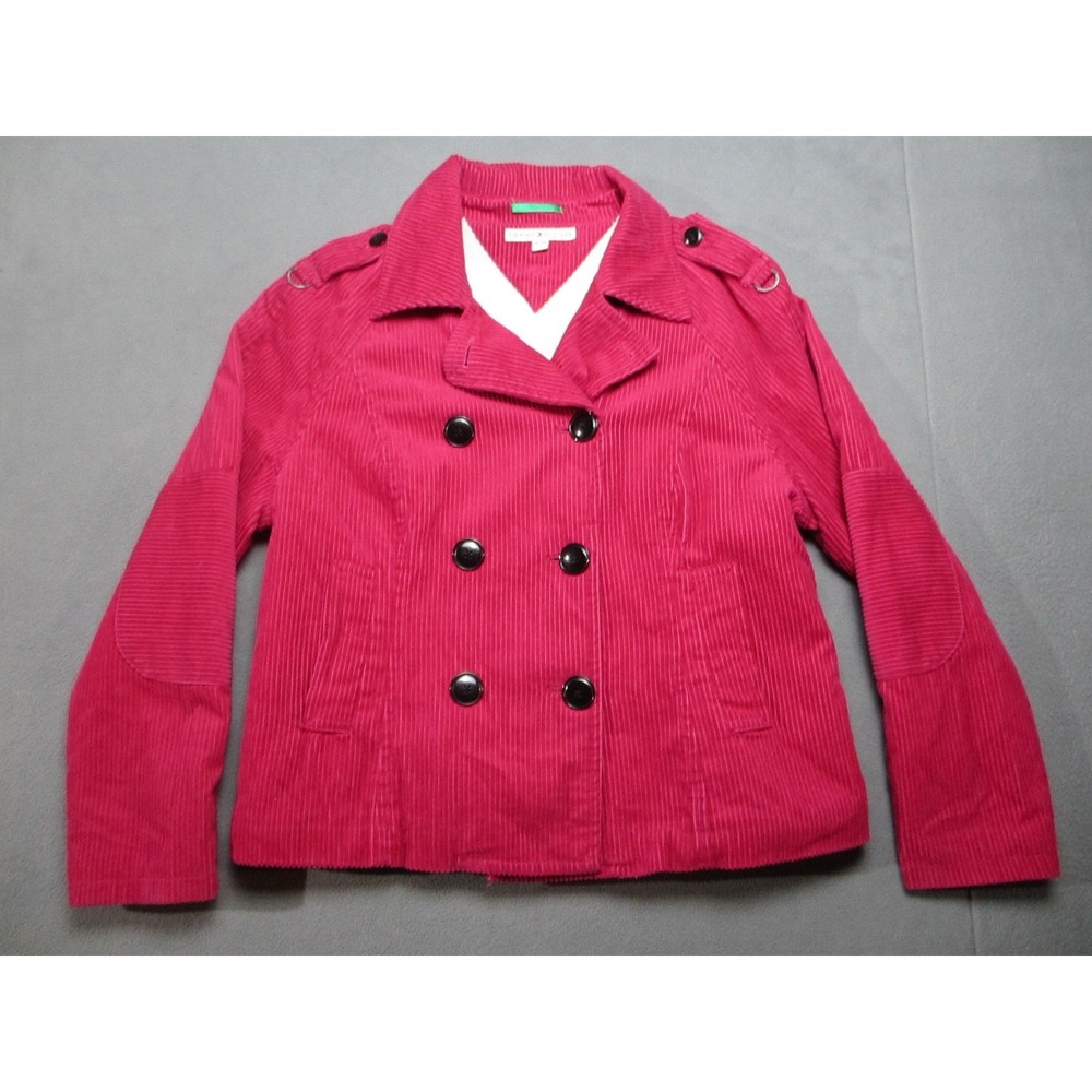 Tommy Hilfiger Jacket Womens XL Pink Corduroy Thick Sherpa Lined Double Breasted